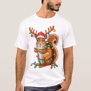 Christmas Squirrel Xmas Lights Cute Holiday Season T-Shirt