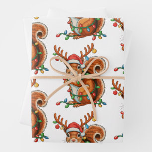 Christmas Squirrel Xmas Lights Cute Holiday Season Wrapping Paper Sheet