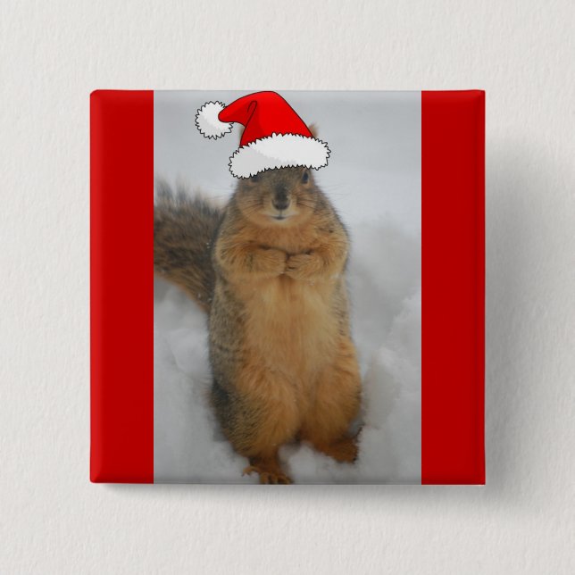 Christmas Squirrels 15 Cm Square Badge (Front)