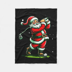 Christmas Srts, Santa Plays Golf Xmas Women Men &a Fleece Blanket