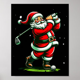Christmas Srts, Santa Plays Golf Xmas Women Men &a Poster