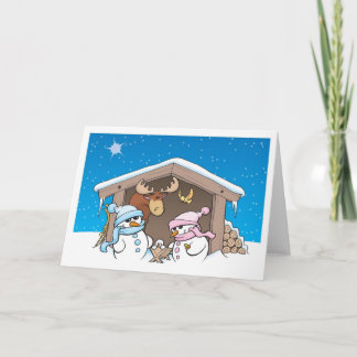 Christmas stable scene holiday card