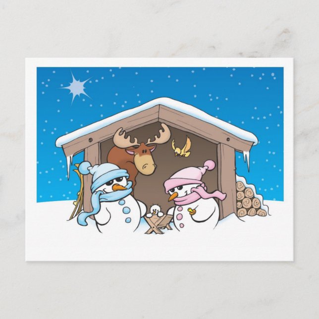 Christmas stable scene holiday postcard (Front)