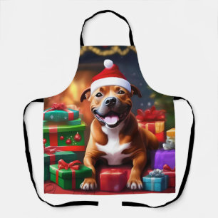 Christmas Staffordshire Bull Terrier,   Apron