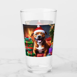 Christmas Staffordshire Bull Terrier, Glass