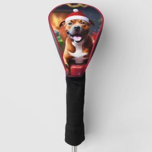 Christmas Staffordshire Bull Terrier,  Golf Head Cover