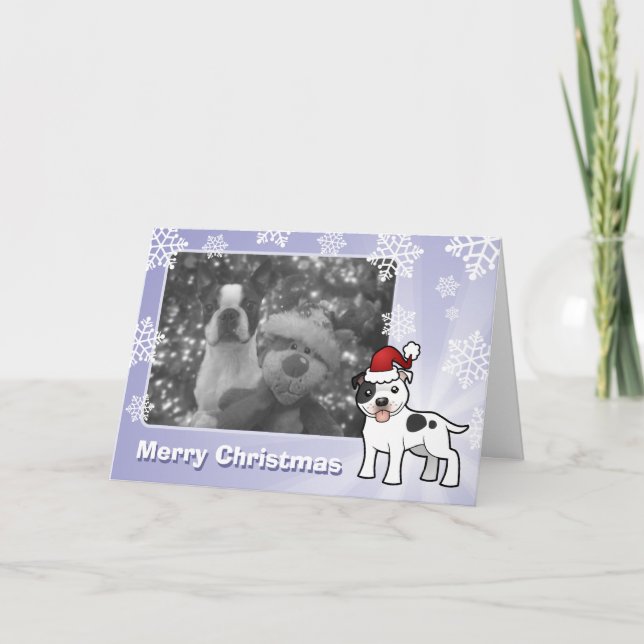 Christmas Staffordshire Bull Terrier Holiday Card (Front)