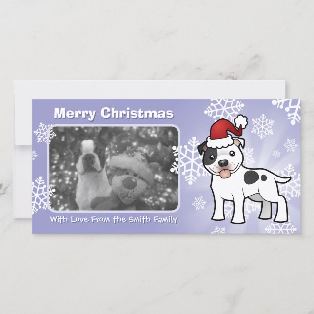 Christmas Staffordshire Bull Terrier Holiday Card (Front)