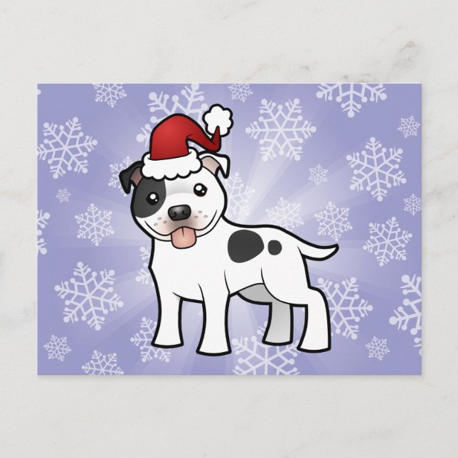 Christmas Staffordshire Bull Terrier Holiday Postcard (Front)
