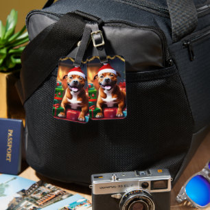 Christmas Staffordshire Bull Terrier, Luggage Tag