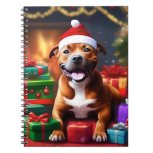 Christmas Staffordshire Bull Terrier,   Notebook