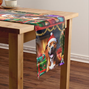 Christmas Staffordshire Bull Terrier, Short Table Runner