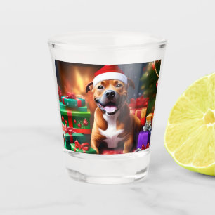 Christmas Staffordshire Bull Terrier, Shot Glass