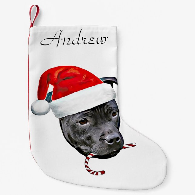 Christmas Staffordshire bull terrier stocking (Front)