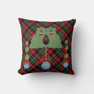 Christmas Staffordshire Dogs Ginger Jars Topiary T Cushion