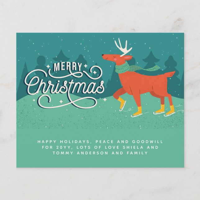 Christmas Stag Iceskating Personal Annual Letter (Front)