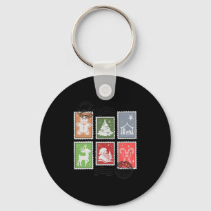 Christmas Stage Stamps Santa Mail Premium Key Ring