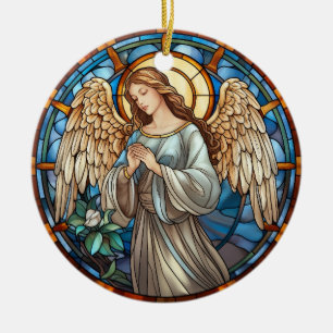 Christmas Stained Glass Angel Ceramic Tree Decoration