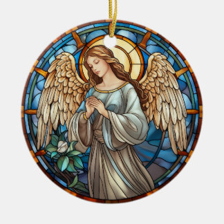 Christmas Stained Glass Angel Ceramic Tree Decoration