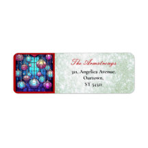 Christmas Stained Glass Baubles Green Glitter