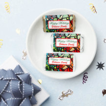 Christmas Stained Glass Green Blue 