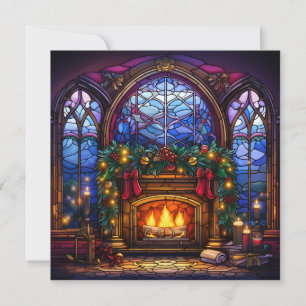 Christmas Stained Glass Greeting Card