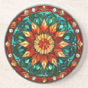 Christmas Stained Glass Hard plastic coaster