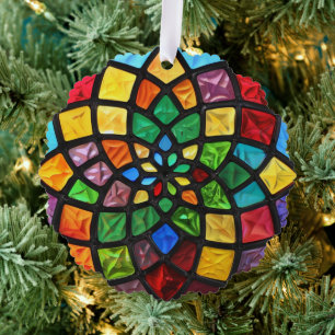 Christmas Stained Glass Pattern Tree Decoration Card