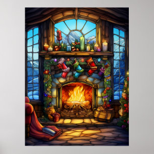 Christmas Stained Glass Poster