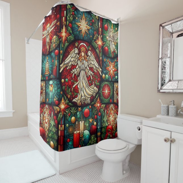 Christmas Stained Glass Shower Curtain (In Situ)