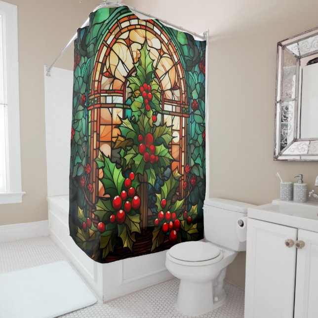 Christmas Stained Glass Shower Curtain (In Situ)