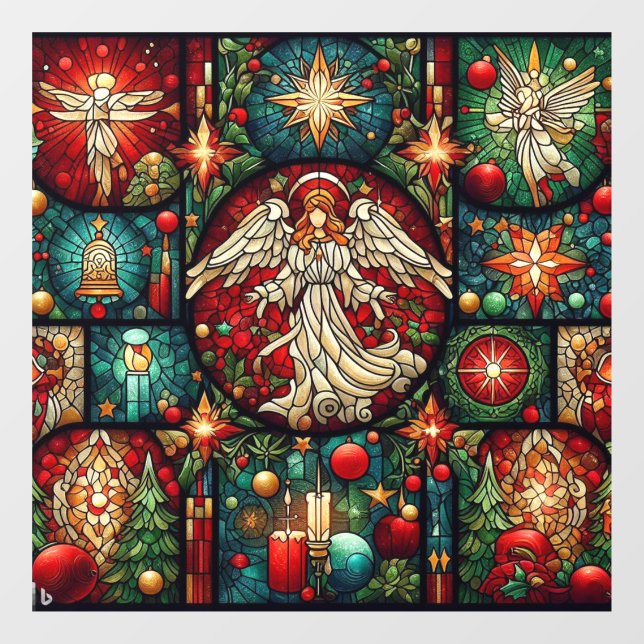 Christmas Stained Glass Window Cling (Sheet)