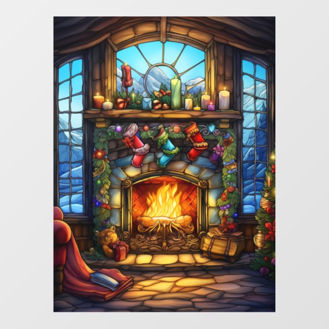 Christmas Stained Glass Window Cling (Sheet)