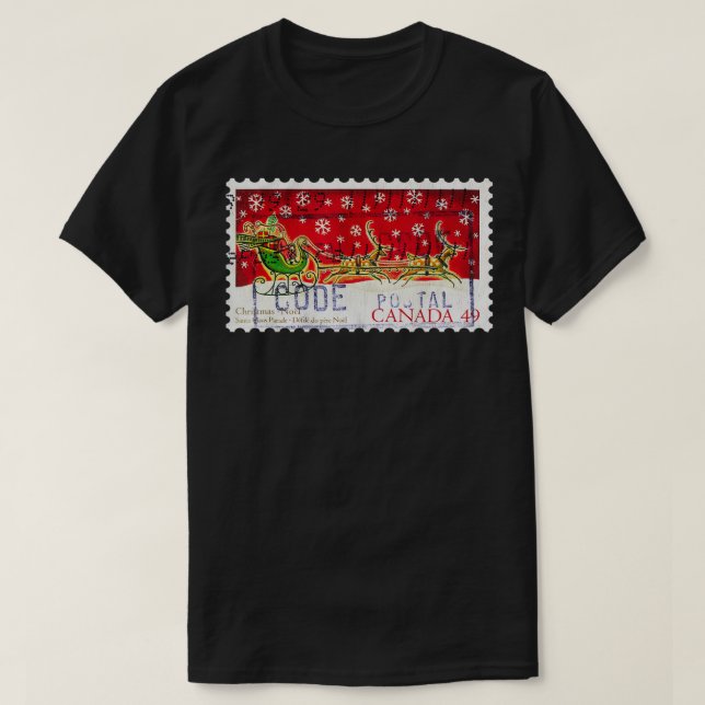 Christmas Stamp Canada 49 Cent Sleigh All Day Sant T-Shirt (Design Front)