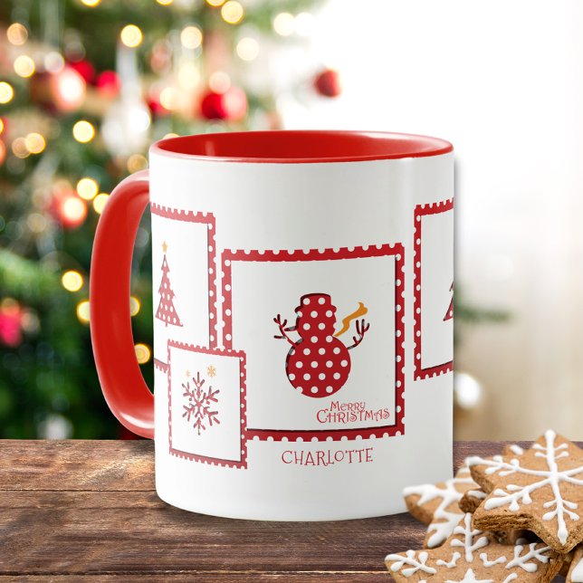 Christmas Stamp Holidays Winter Personalised Name Mug (Creator Uploaded)