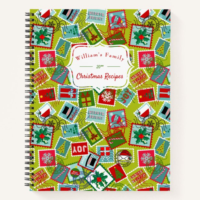 Christmas Stamps l Christmas Recipe Notebook (Front)