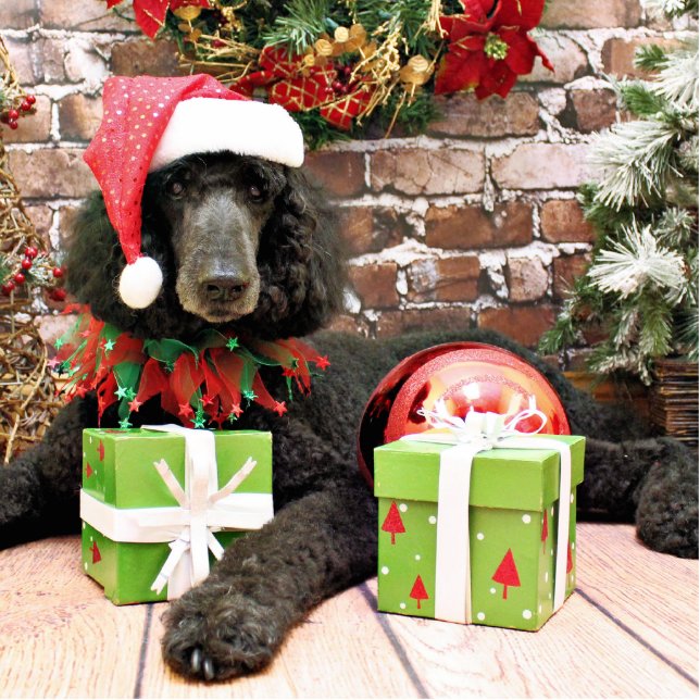 Christmas - Standard Poodle - Bronco Standing Photo Sculpture (Front)