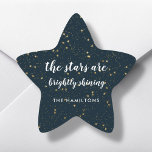 Christmas Star | Brightly Shining | Family  Star Sticker<br><div class="desc">Add a touch of sparkle to your holiday season with our stunning Christmas star stickers! Featuring a beautiful dark blue background and lots of shimmering gold stars, these stickers are the perfect way to add a festive touch to your decorations. The stars are brightly shining, just like the joy and...</div>