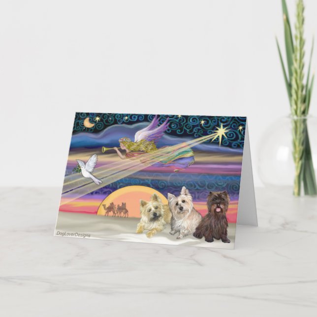 Christmas Star - Cairn Terrier (three) - Holiday Card (Front)