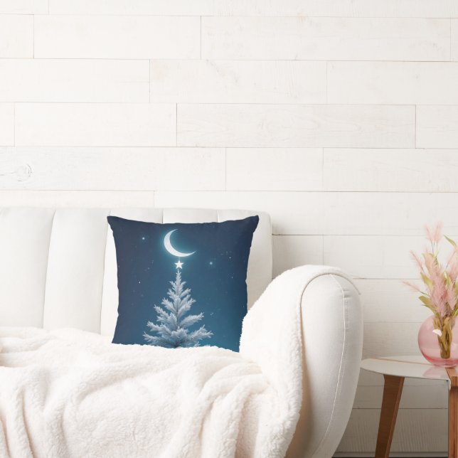 Christmas Star Dangling From a Crescent Moon Cushion (Couch)