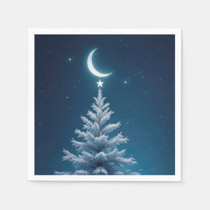 Christmas Star Dangling From a Crescent Moon Napkin