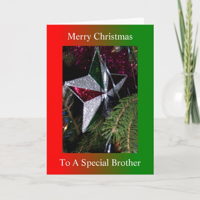 Christmas Star Design Brother Christmas Holiday Card (Front)