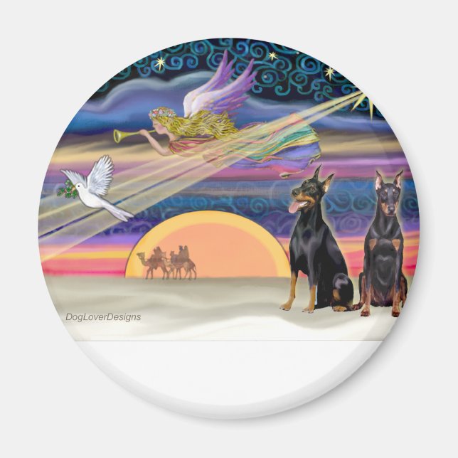 Christmas Star - Dobermans (two black) Magnet (Front)