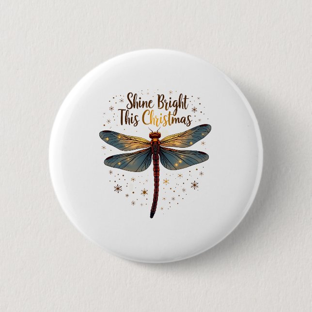 Christmas Star Dragonfly 6 Cm Round Badge (Front)
