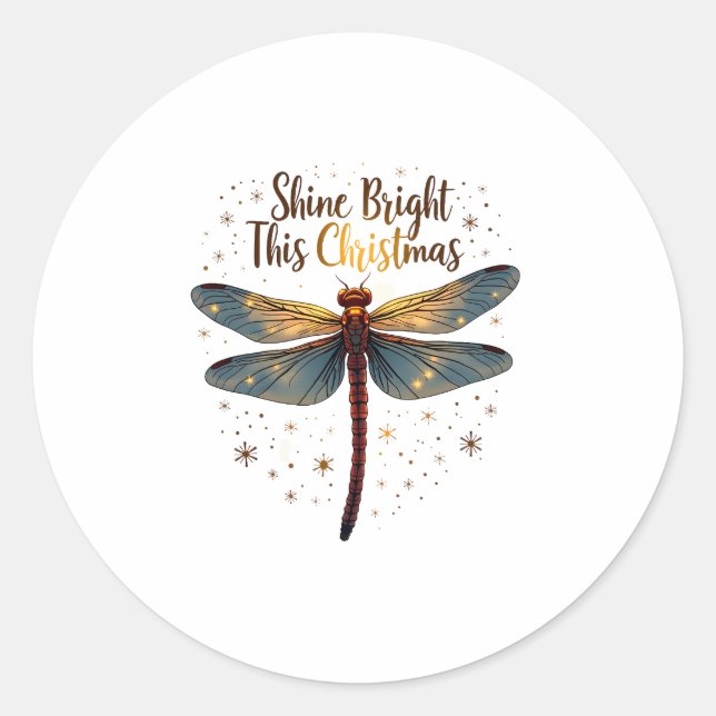 Christmas Star Dragonfly Classic Round Sticker (Front)