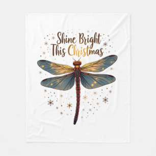 Christmas Star Dragonfly Fleece Blanket