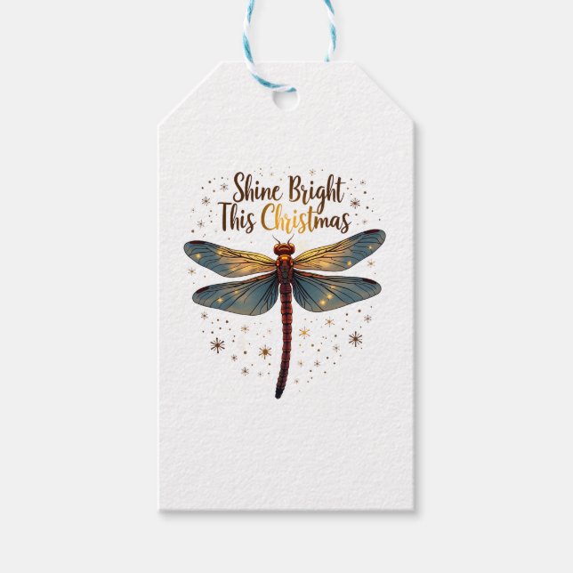 Christmas Star Dragonfly Gift Tags (Front)