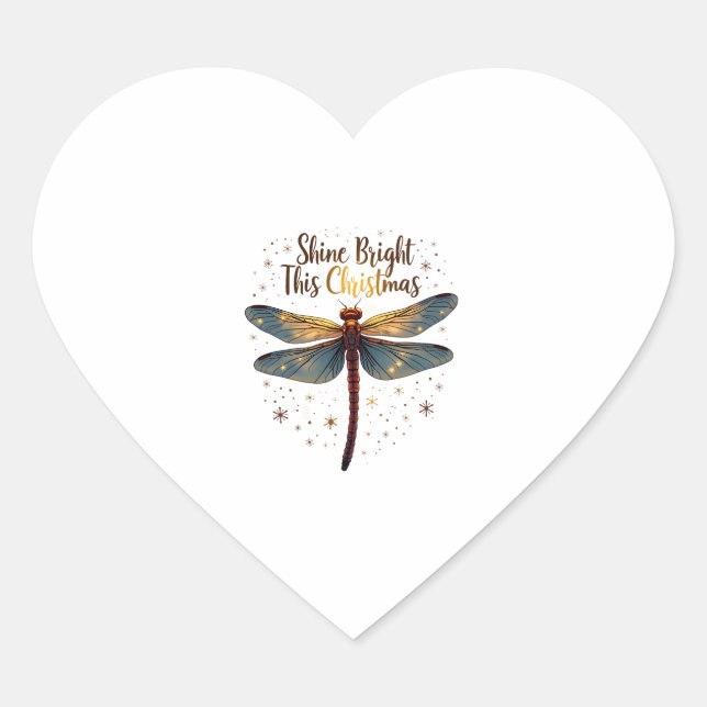 Christmas Star Dragonfly Heart Sticker (Front)