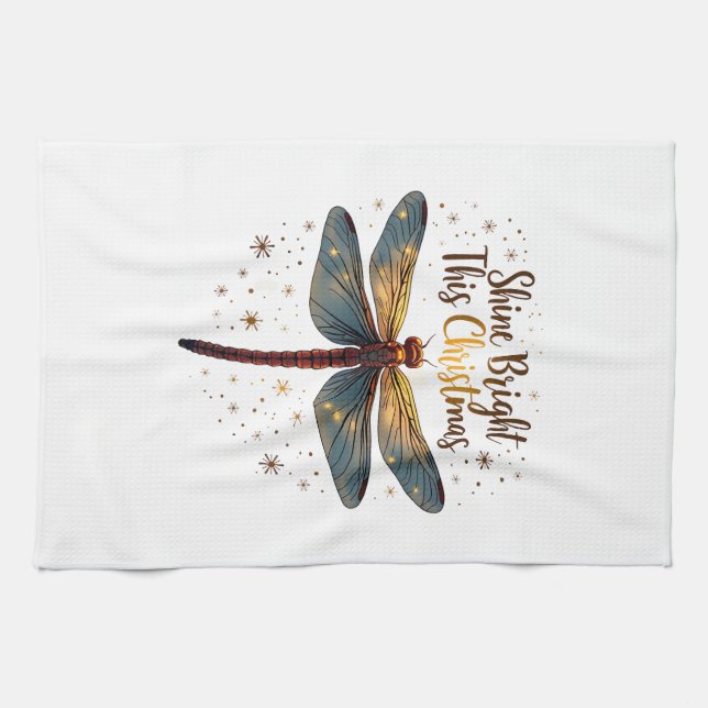 Christmas Star Dragonfly Tea Towel (Horizontal)