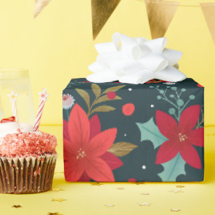 Christmas Star Flower, Mistletoe and Wintergreen Wrapping Paper